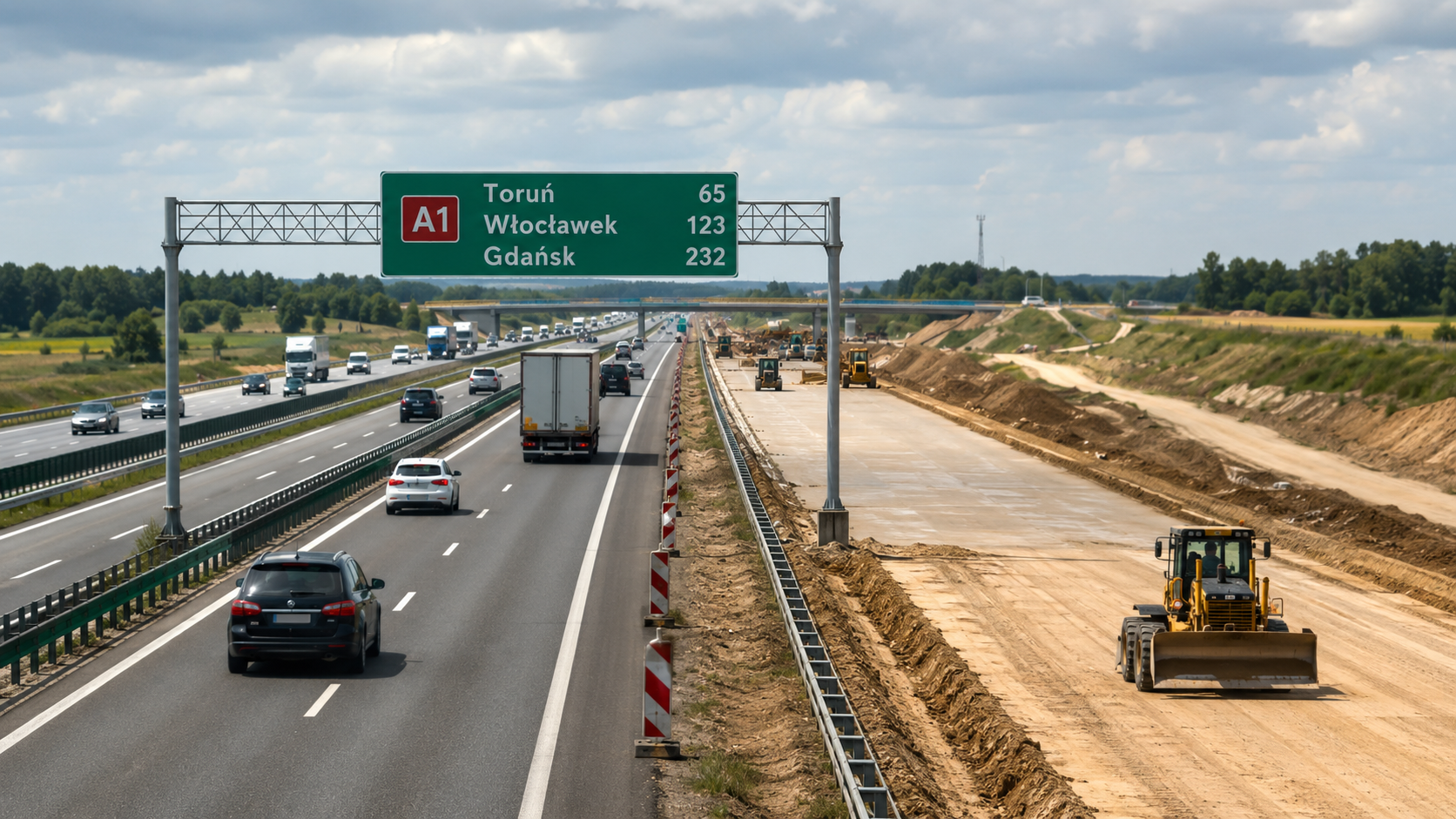 Autostrada A1 między Toruniem a Włocławkiem ma zostać poszerzona do trzech pasów