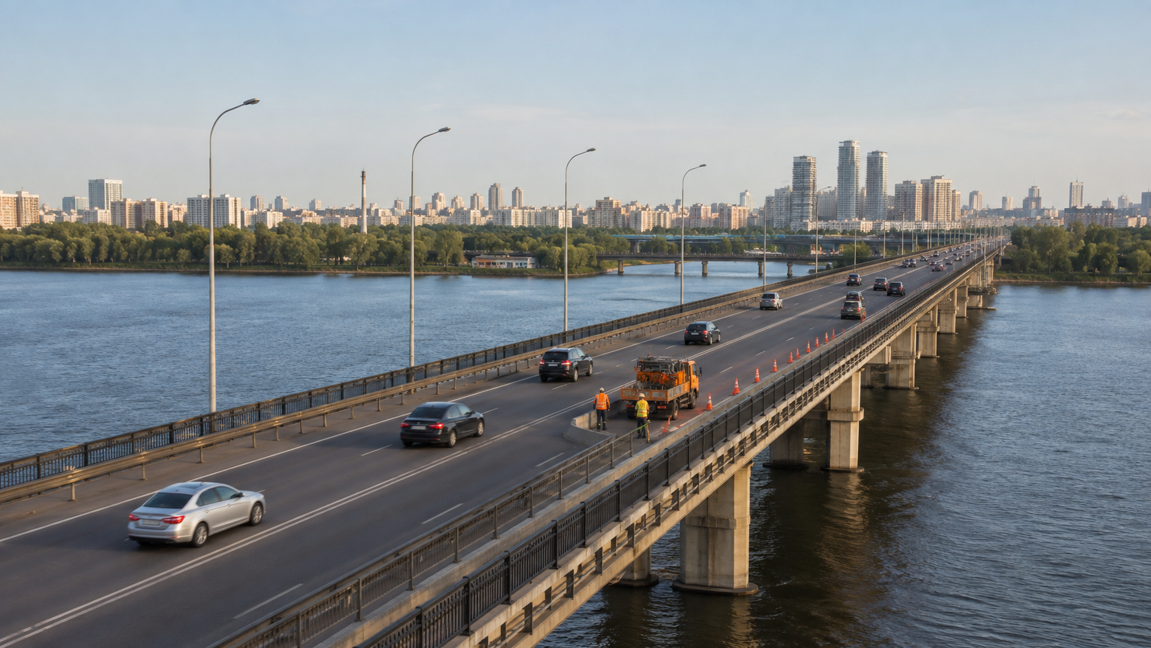 На мосту Патона в Киеве до утра 7 сентября частично ограничено движение На мосту Патона в Киеве до утра 7 сентября частично ограничено движение