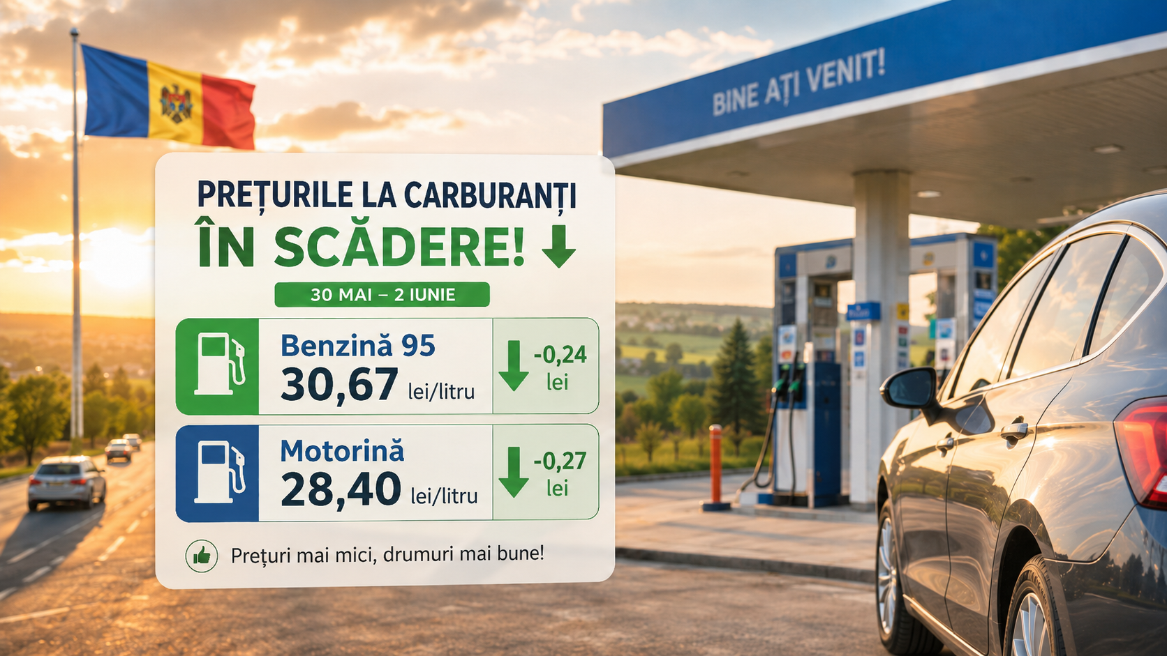 Цены на топливо снижаются в период 30 мая – 2 июня: передышка для водителей в Республике Молдова
