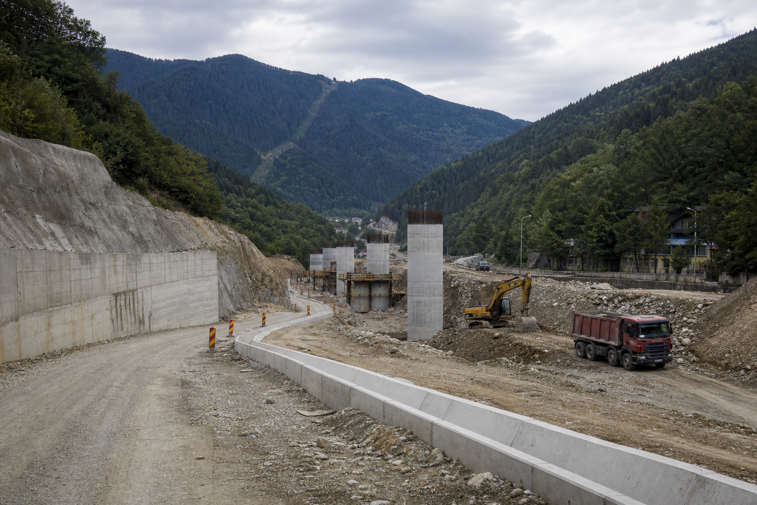Lucrările continuă pe centura Bușteni–Azuga din Valea Prahovei