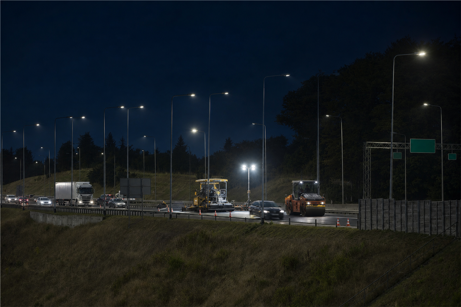 Nocne prace na S6: jeden pas i 70 km/h do połowy października Nocne prace na S6: jeden pas i 70 km/h do połowy października