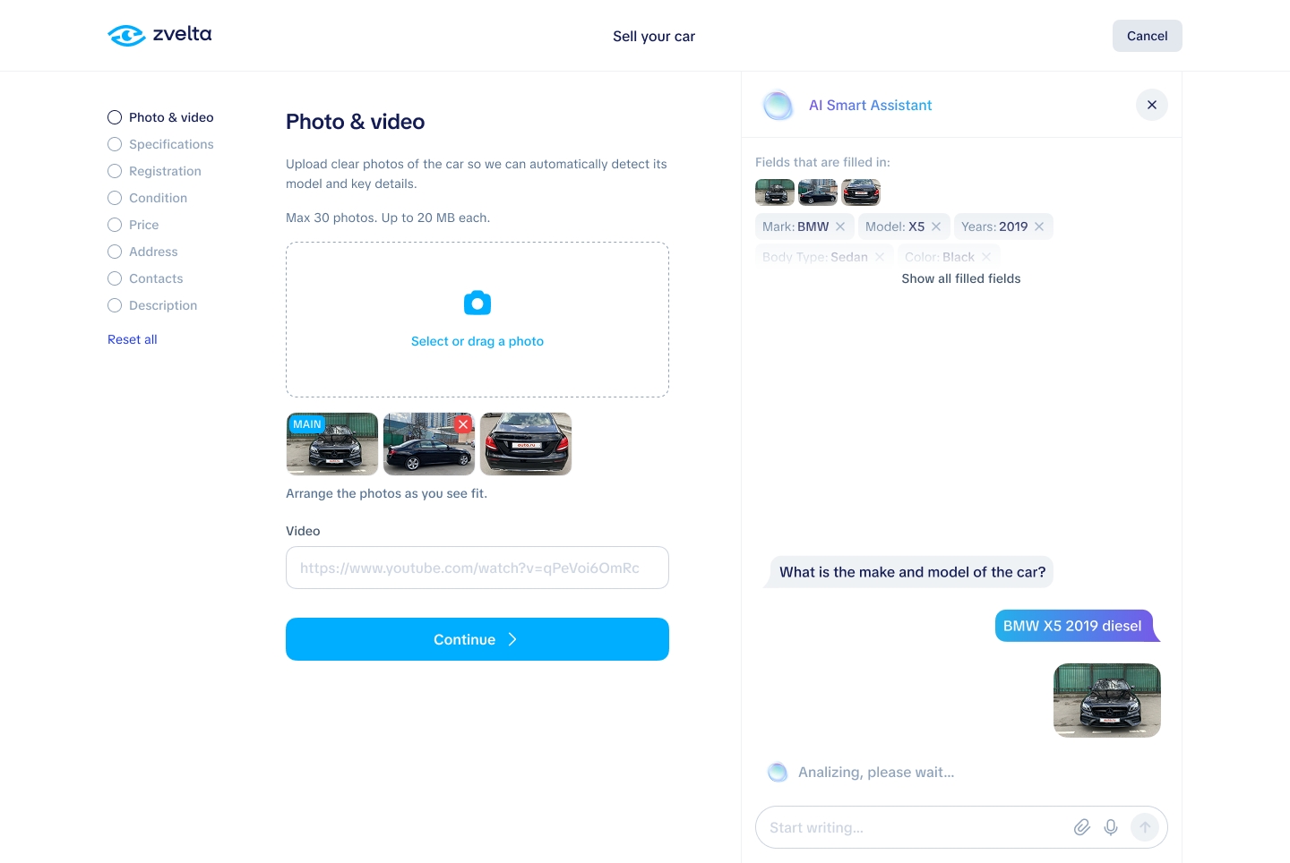 ИИ для добавления машин на звелта
